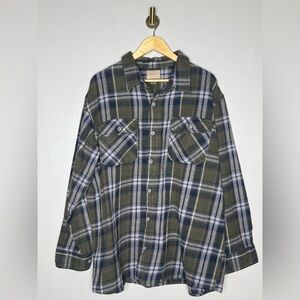 C.E. Schmidt Workwear Green Plaid Flannel Shirt Jacket XL Heavy Cotton